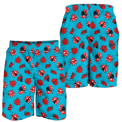Ladybug Action Print Pattern Mens Shorts-JTAMIGO.COM