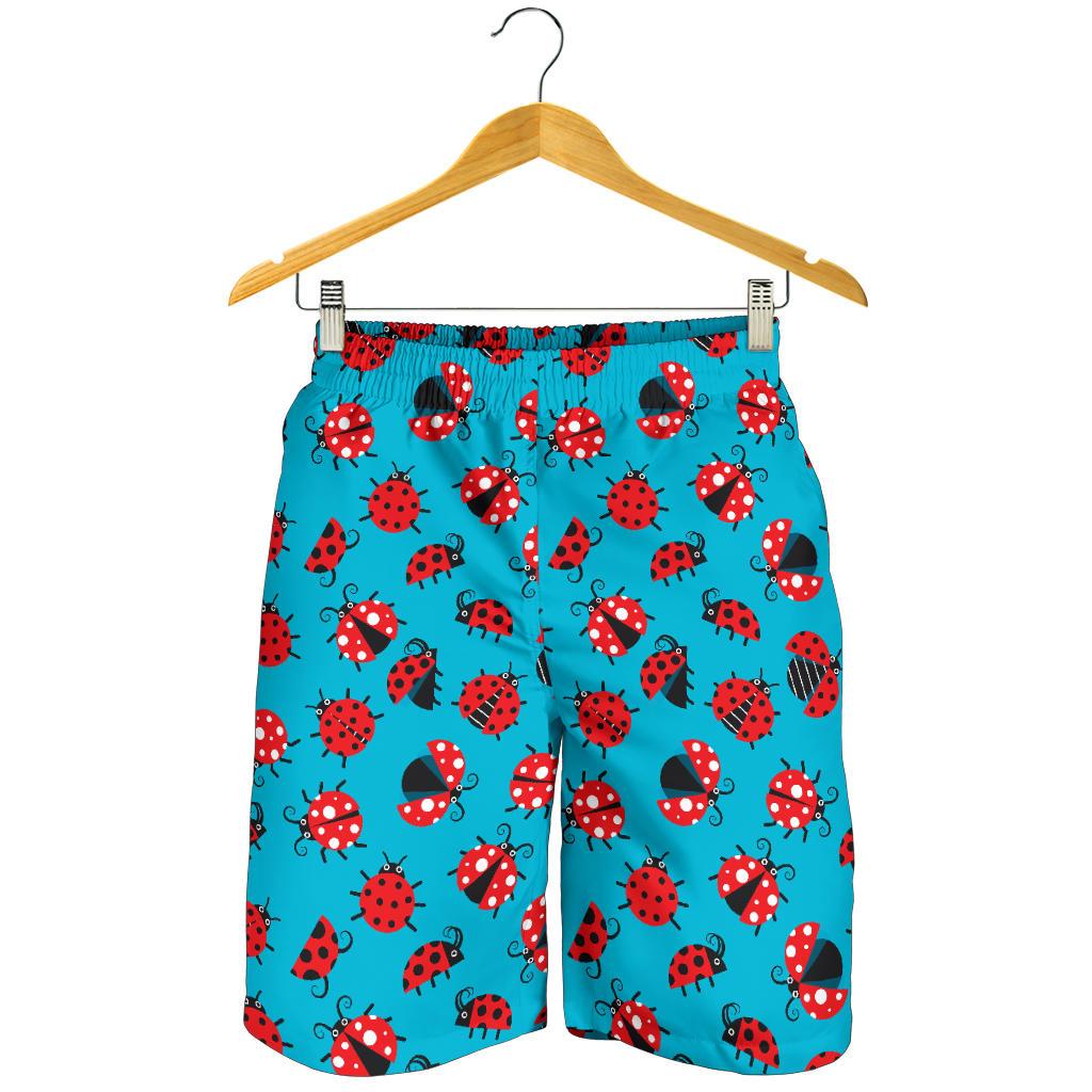 Ladybug Action Print Pattern Mens Shorts-JTAMIGO.COM