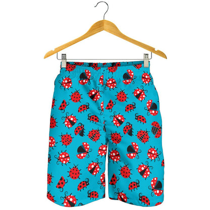 Ladybug Action Print Pattern Mens Shorts-JTAMIGO.COM