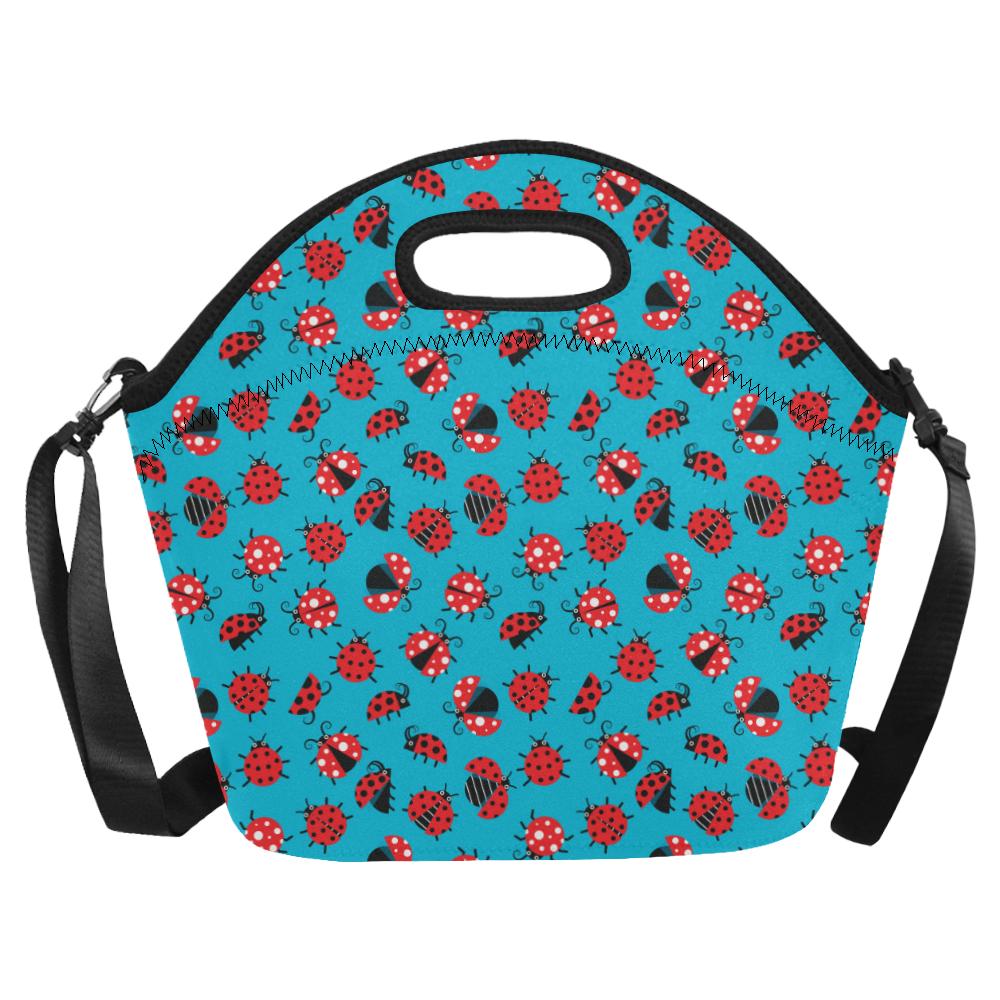 Ladybug Action Print Pattern Neoprene Lunch Bag (Model 1669)(Large)-JTAMIGO.COM