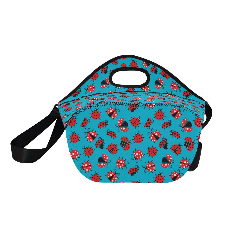 Ladybug Action Print Pattern Neoprene Lunch Bag (Model 1669)(Large)-JTAMIGO.COM