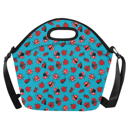 Ladybug Action Print Pattern Neoprene Lunch Bag (Model 1669)(Large)-JTAMIGO.COM