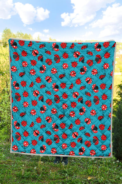 Ladybug Action Print Pattern Premium Quilt-JTAMIGO.COM