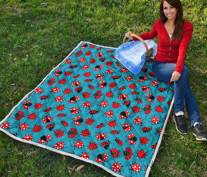 Ladybug Action Print Pattern Premium Quilt-JTAMIGO.COM