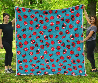 Ladybug Action Print Pattern Premium Quilt-JTAMIGO.COM