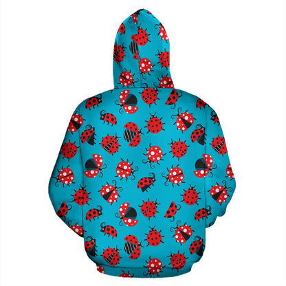 Ladybug Action Print Pattern Pullover Hoodie
