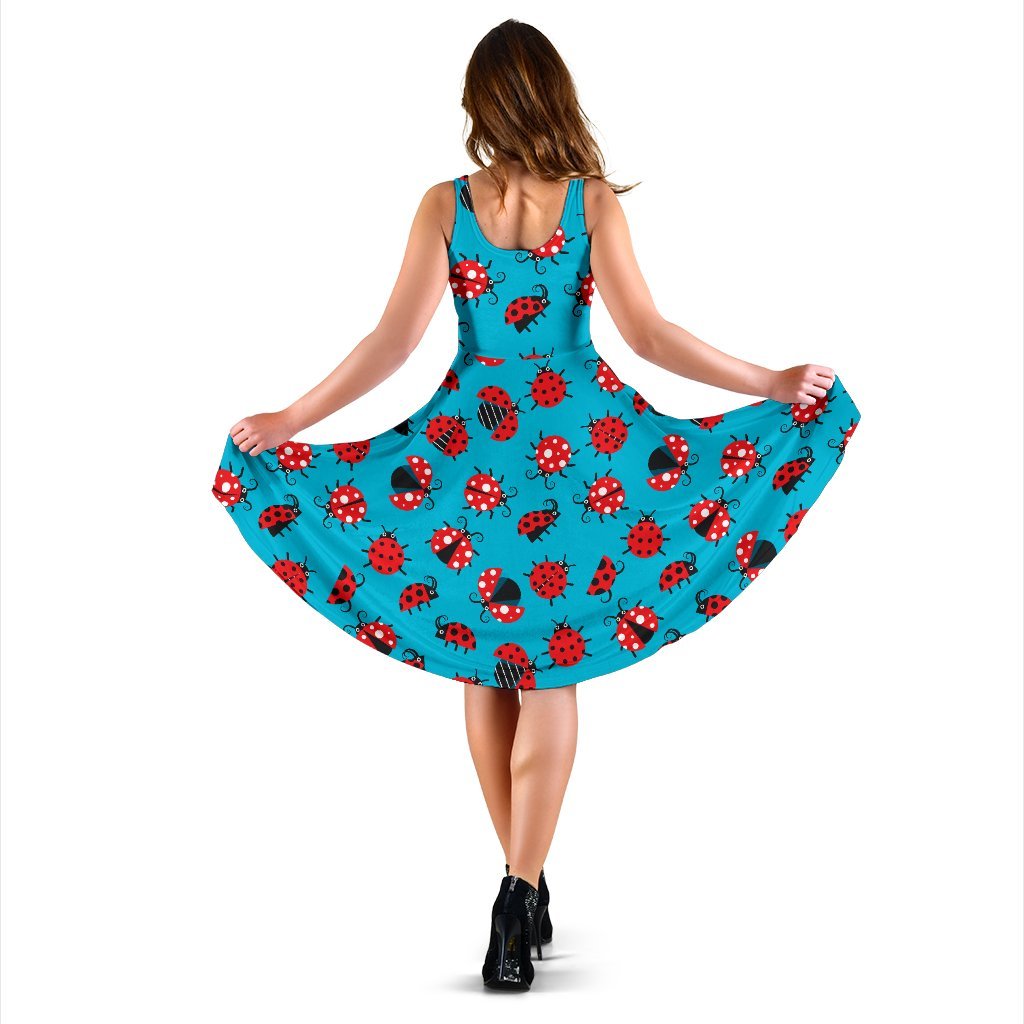 Ladybug Action Print Pattern Sleeveless Dress