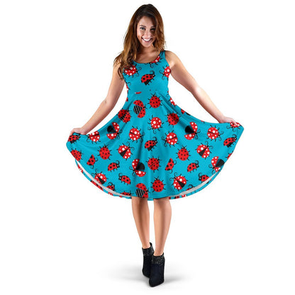 Ladybug Action Print Pattern Sleeveless Dress