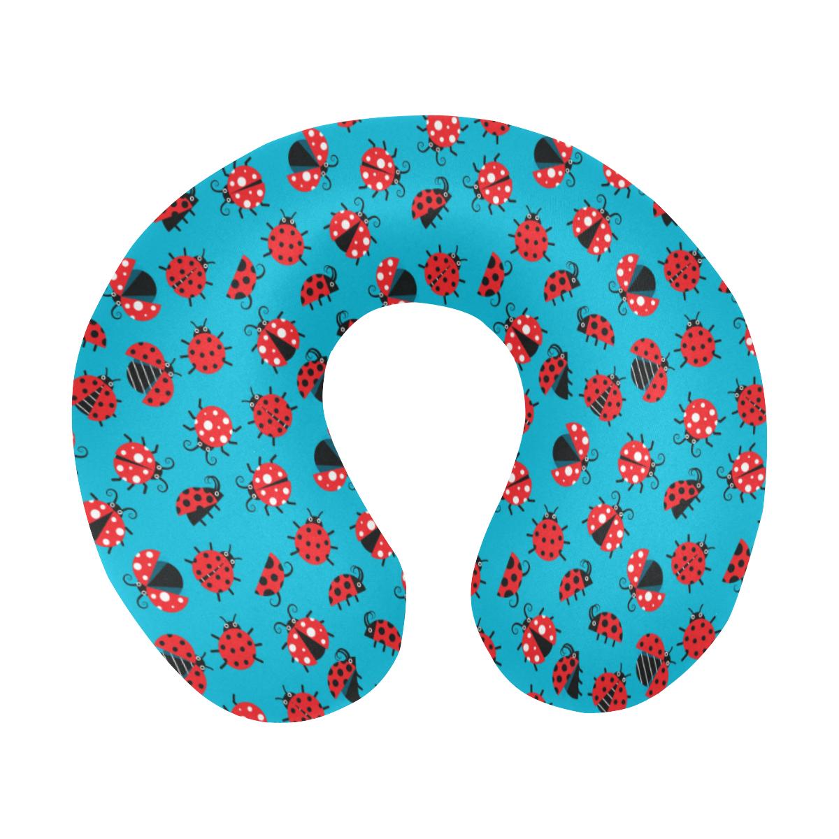 Ladybug Action Print Pattern U-Shaped Travel Neck Pillow-JTAMIGO.COM