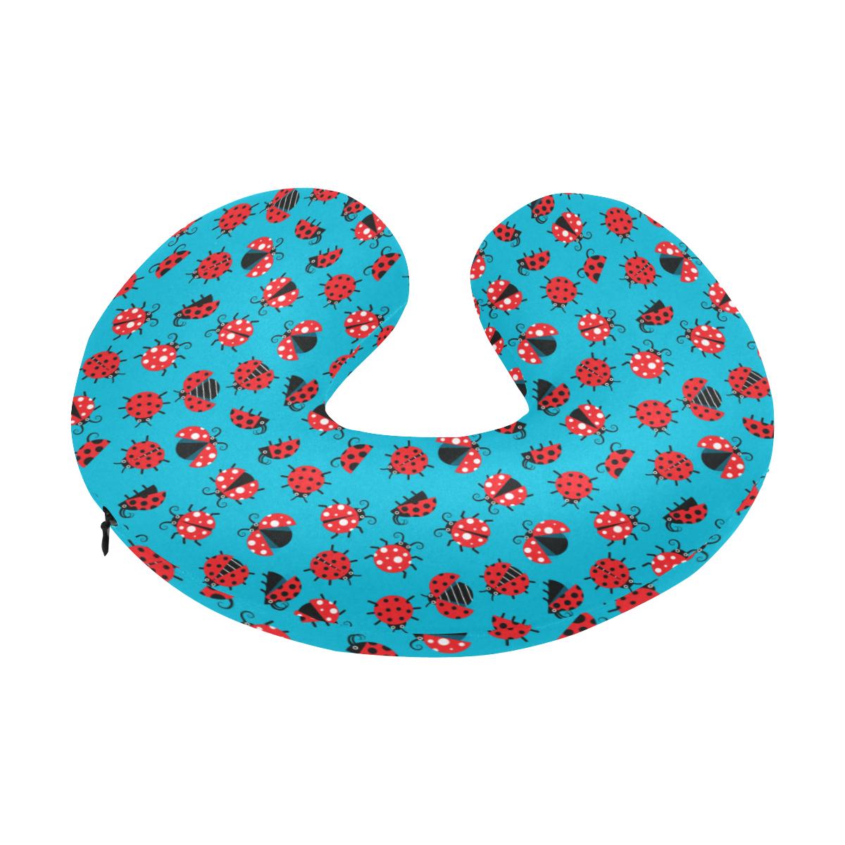 Ladybug Action Print Pattern U-Shaped Travel Neck Pillow-JTAMIGO.COM