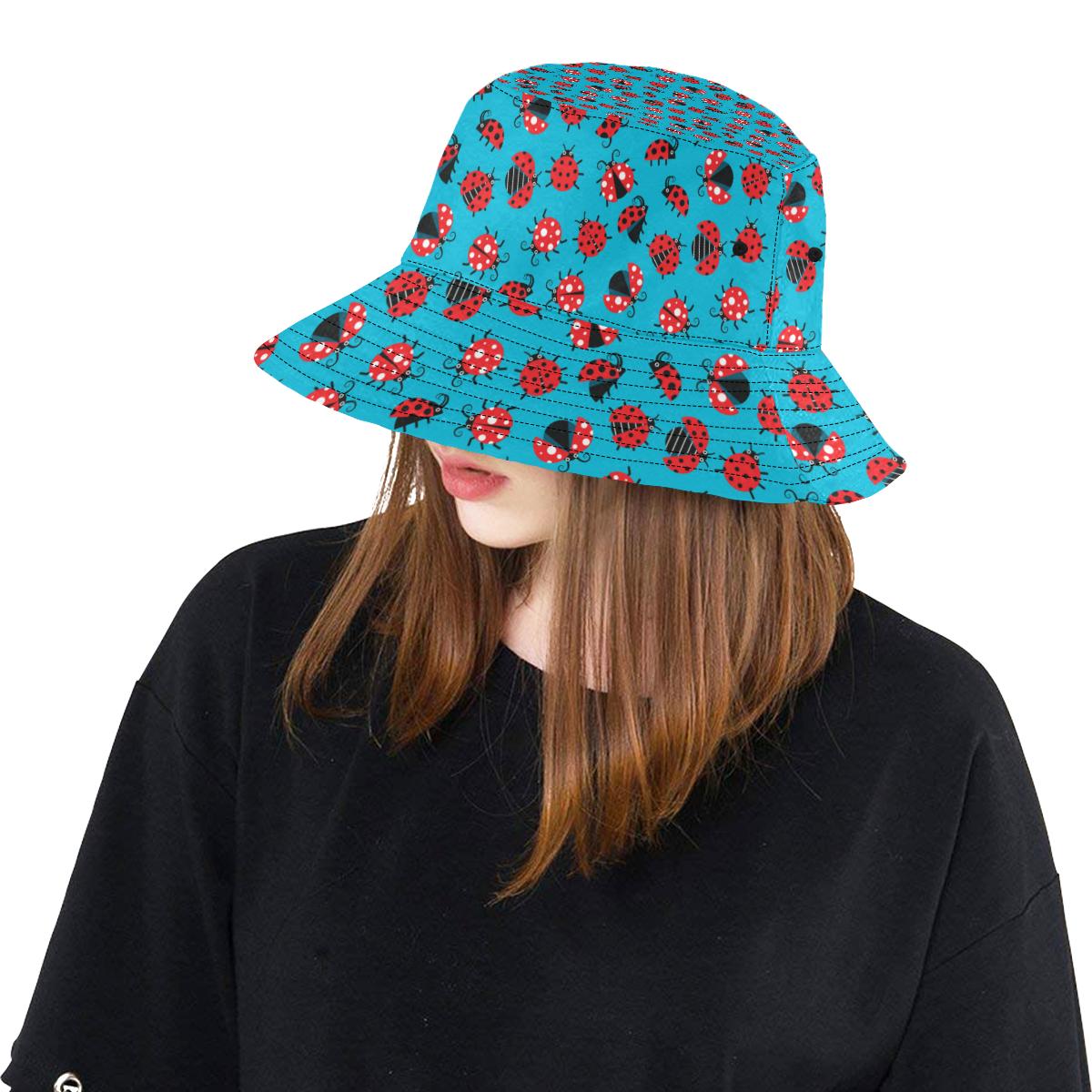 Ladybug Action Print Pattern Unisex Bucket Hat