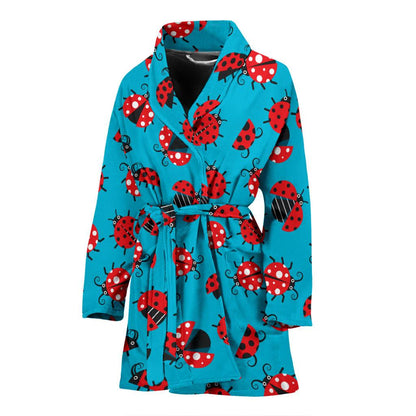 Ladybug Action Print Pattern Women Bath Robe-JTAMIGO.COM