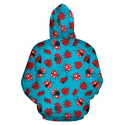 Ladybug Action Print Pattern Zip Up Hoodie