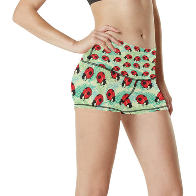 Ladybug Cute Print Pattern High Waisted Spandex Shorts-JTAMIGO.COM