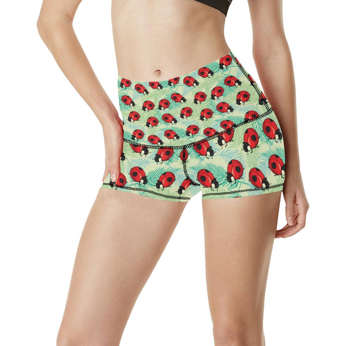 Ladybug Cute Print Pattern High Waisted Spandex Shorts-JTAMIGO.COM