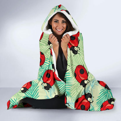 Ladybug Cute Print Pattern Hooded Blanket-JTAMIGO.COM