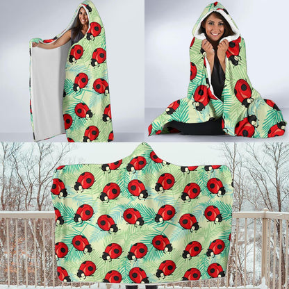 Ladybug Cute Print Pattern Hooded Blanket-JTAMIGO.COM