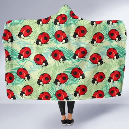 Ladybug Cute Print Pattern Hooded Blanket-JTAMIGO.COM