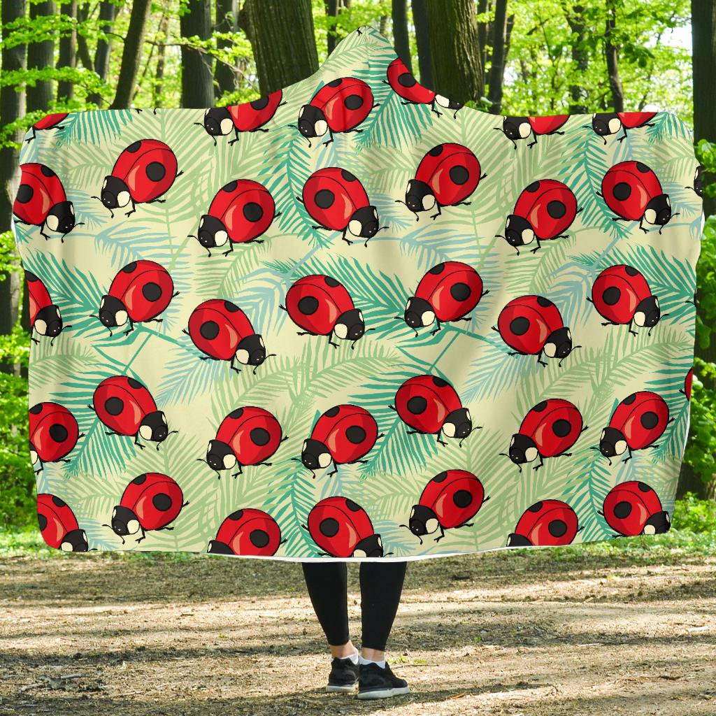 Ladybug Cute Print Pattern Hooded Blanket-JTAMIGO.COM