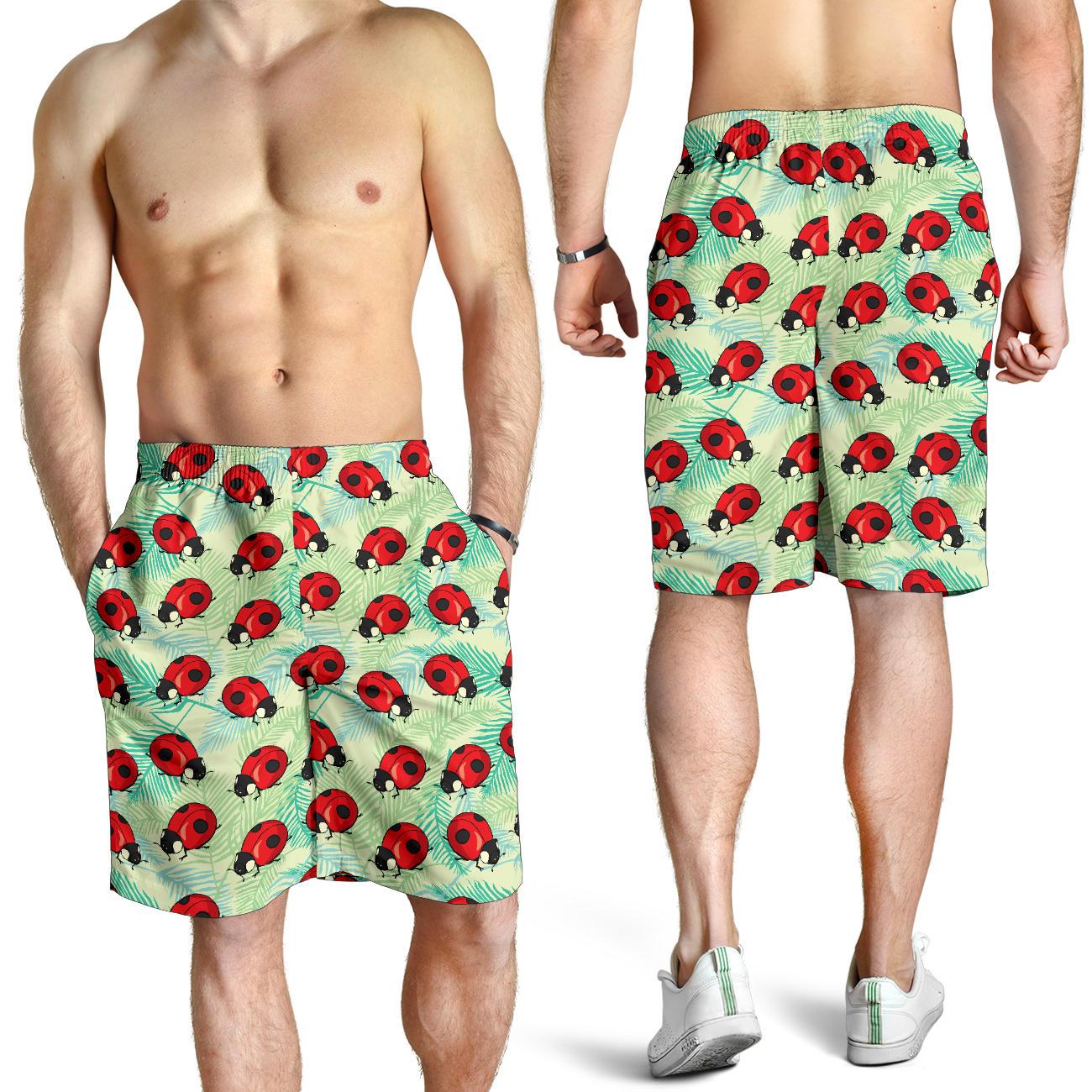 Ladybug Cute Print Pattern Mens Shorts-JTAMIGO.COM