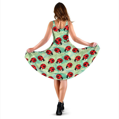 Ladybug Cute Print Pattern Sleeveless Dress