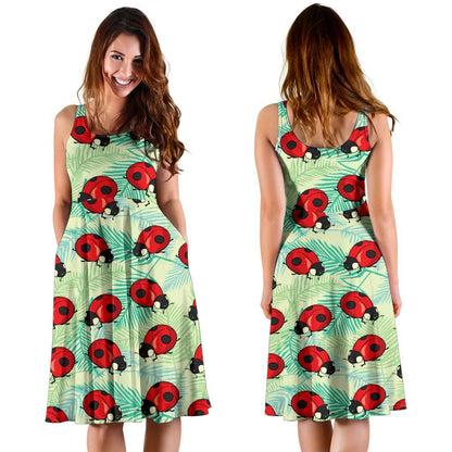 Ladybug Cute Print Pattern Sleeveless Dress