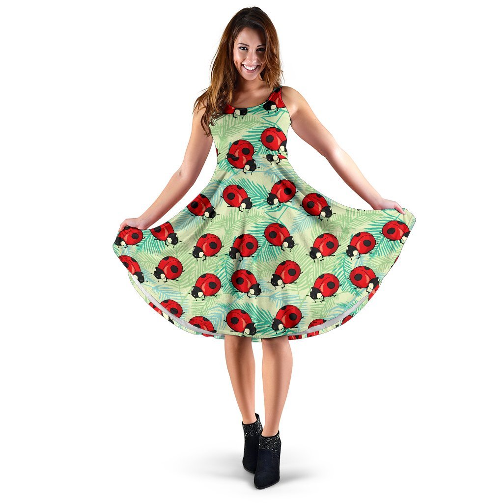Ladybug Cute Print Pattern Sleeveless Dress
