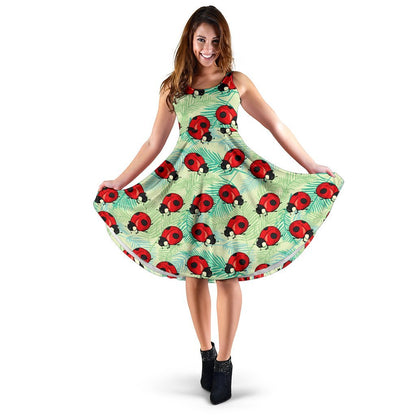 Ladybug Cute Print Pattern Sleeveless Dress