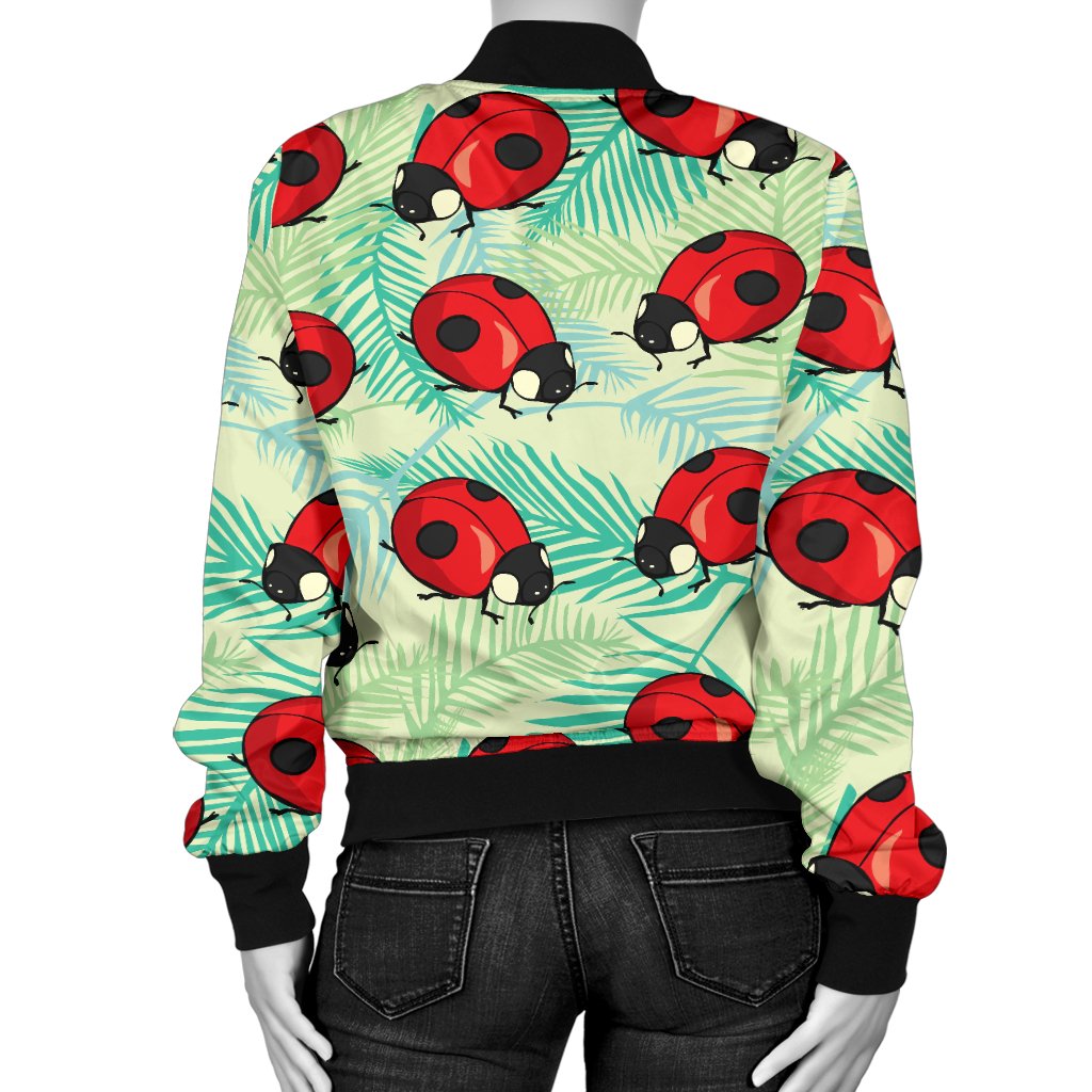 Ladybug Cute Print Pattern Women Casual Bomber Jacket