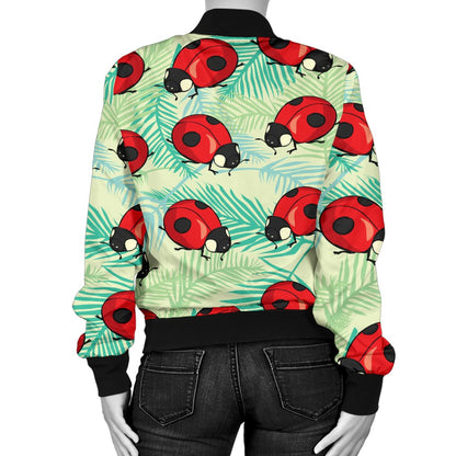 Ladybug Cute Print Pattern Women Casual Bomber Jacket