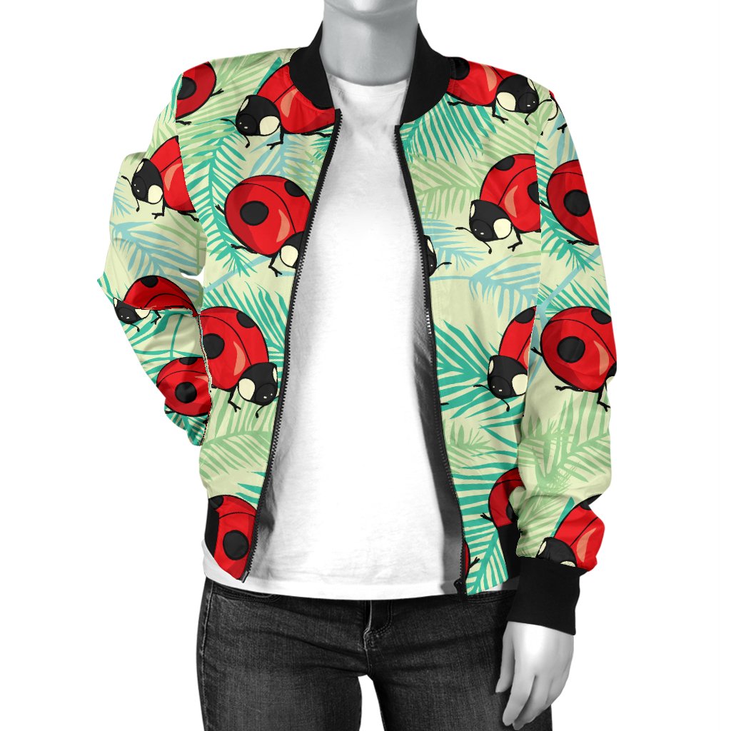 Ladybug Cute Print Pattern Women Casual Bomber Jacket