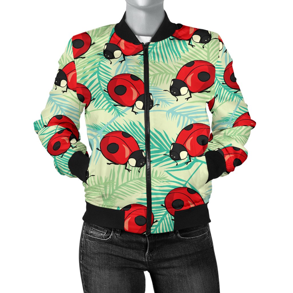 Ladybug Cute Print Pattern Women Casual Bomber Jacket