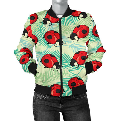 Ladybug Cute Print Pattern Women Casual Bomber Jacket