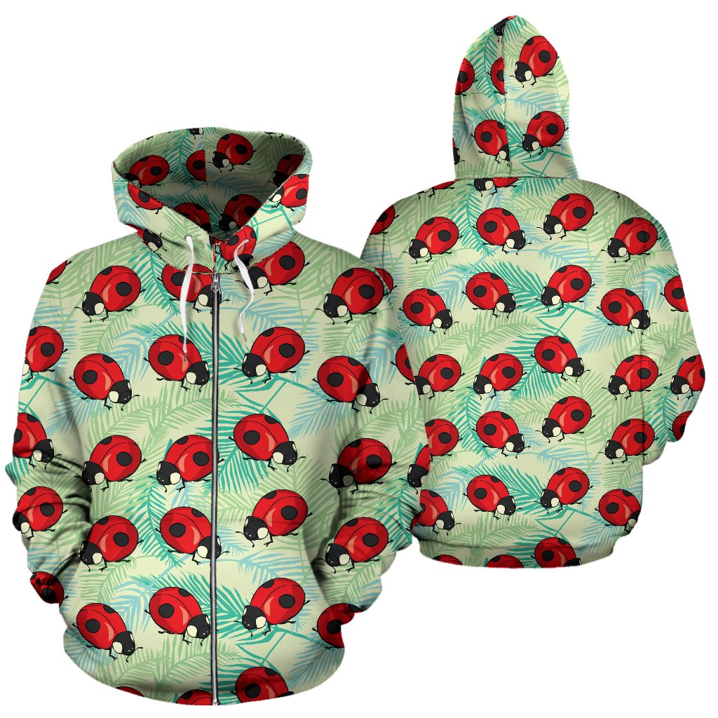 Ladybug Cute Print Pattern Zip Up Hoodie