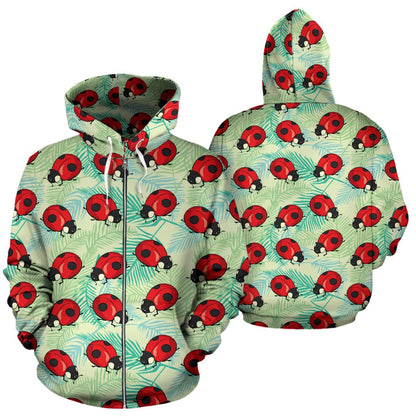 Ladybug Cute Print Pattern Zip Up Hoodie