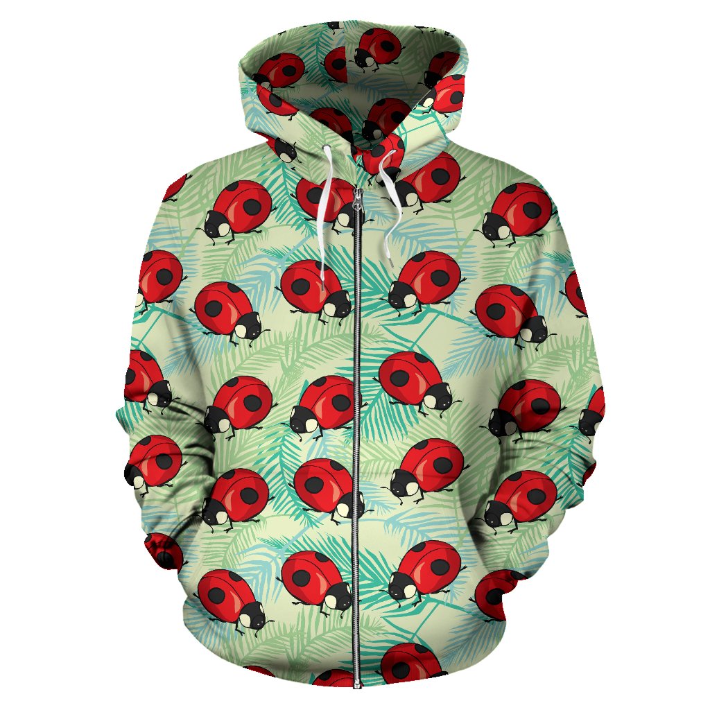 Ladybug Cute Print Pattern Zip Up Hoodie
