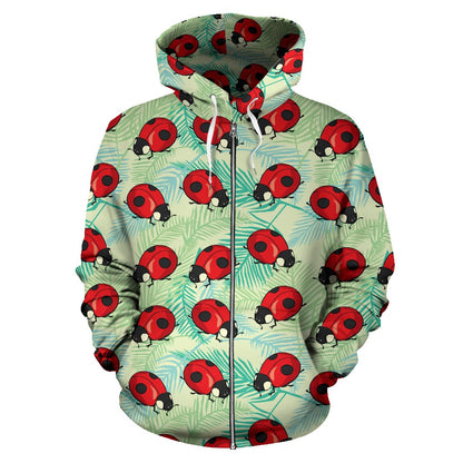 Ladybug Cute Print Pattern Zip Up Hoodie