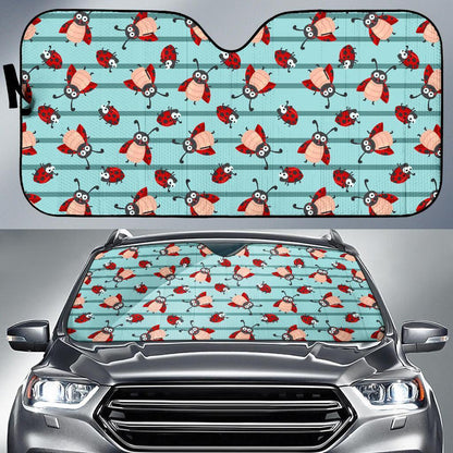 Ladybug Happy Print Pattern Car Sun Shade For Windshield