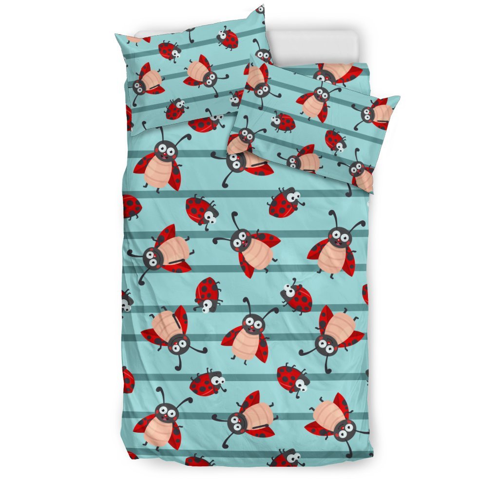 Ladybug Happy Print Pattern Duvet Cover Bedding Set