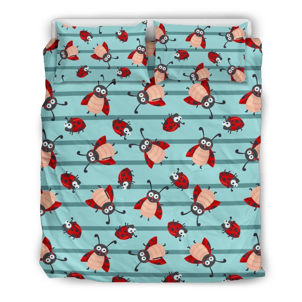 Ladybug Happy Print Pattern Duvet Cover Bedding Set