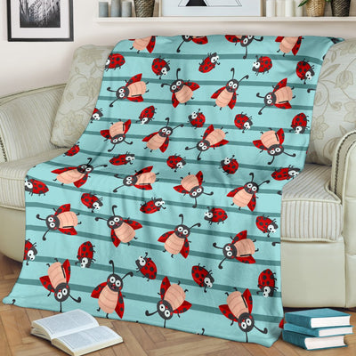 Ladybug Happy Print Pattern Fleece Blanket