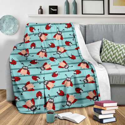 Ladybug Happy Print Pattern Fleece Blanket