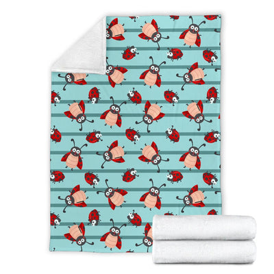 Ladybug Happy Print Pattern Fleece Blanket