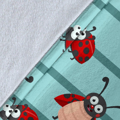 Ladybug Happy Print Pattern Fleece Blanket