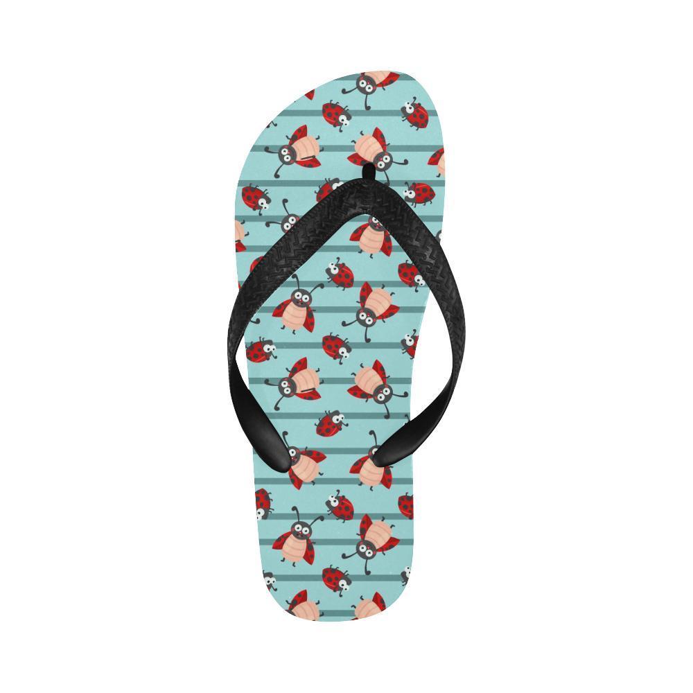 Ladybug Happy Print Pattern Flip Flops-JTAMIGO.COM