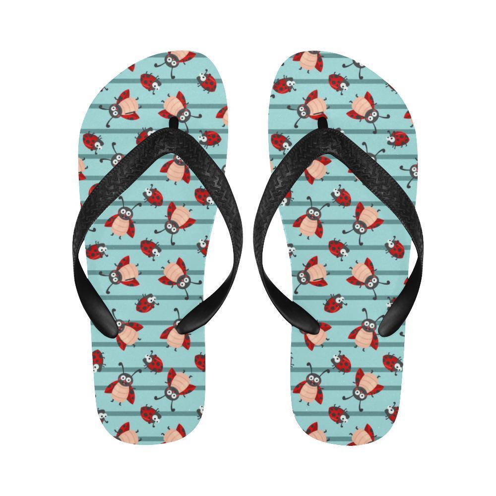 Ladybug Happy Print Pattern Flip Flops-JTAMIGO.COM
