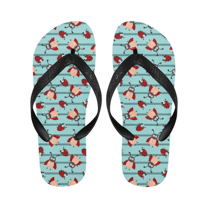 Ladybug Happy Print Pattern Flip Flops-JTAMIGO.COM