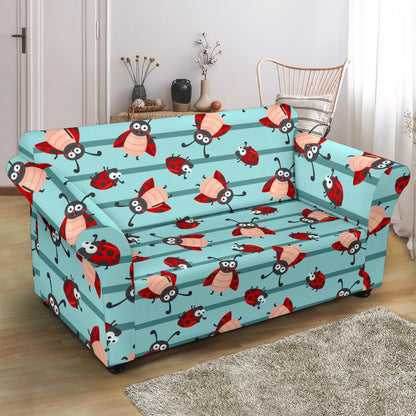 Ladybug Happy Print Pattern Loveseat Slipcover-JTAMIGO.COM