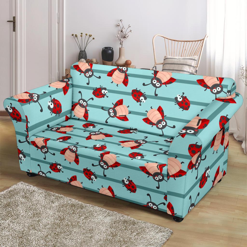 Ladybug Happy Print Pattern Loveseat Slipcover-JTAMIGO.COM