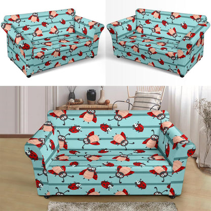 Ladybug Happy Print Pattern Loveseat Slipcover-JTAMIGO.COM